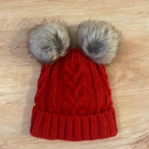 Baby GAP Red Pom Pom Beanie